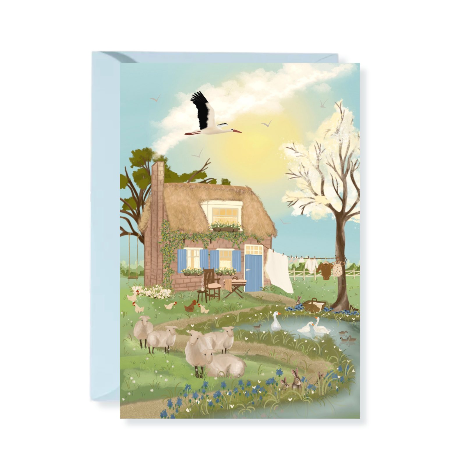 New Beginnings Blue – Baby Greeting Card + Envelope