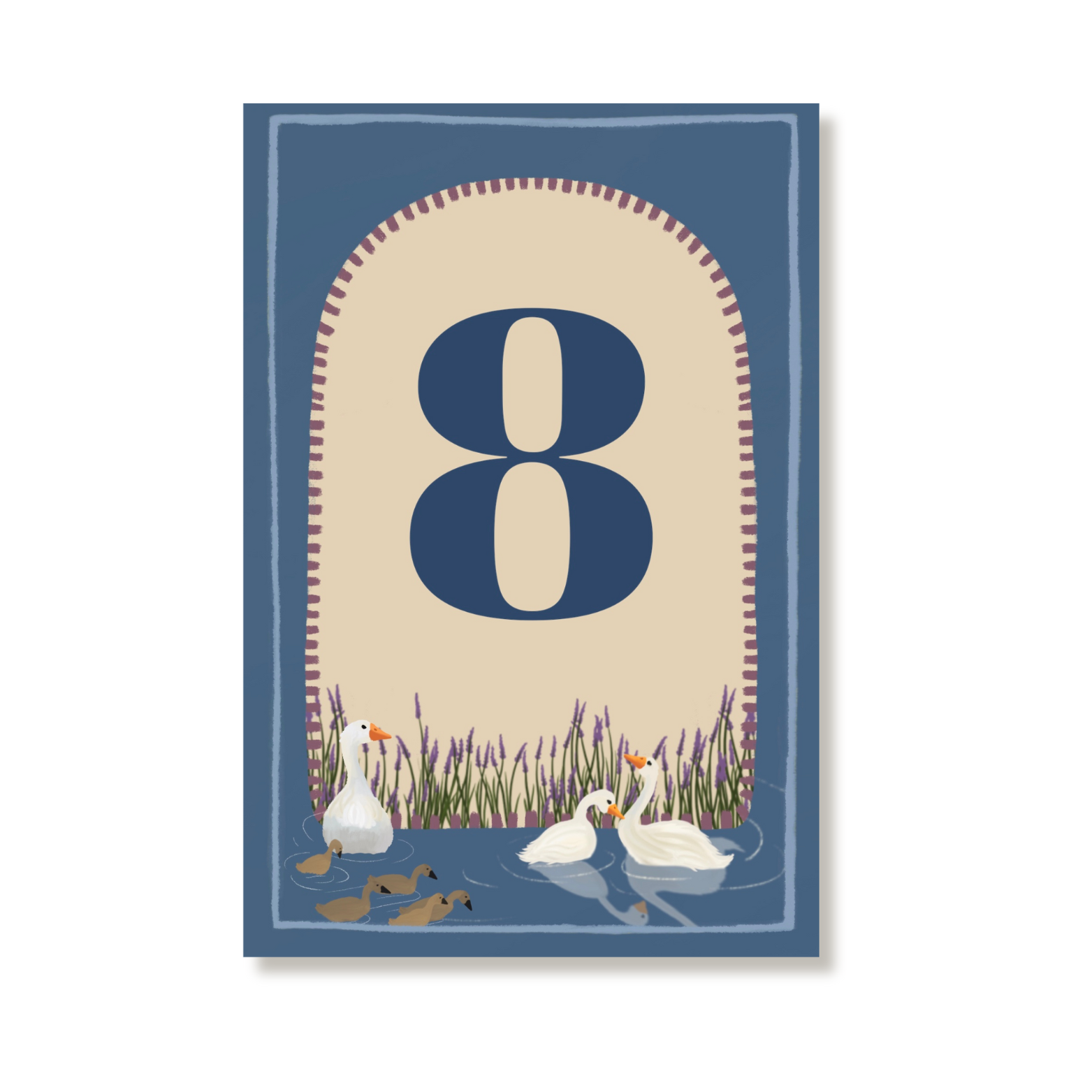 Illustrated kids birthday card 8 years