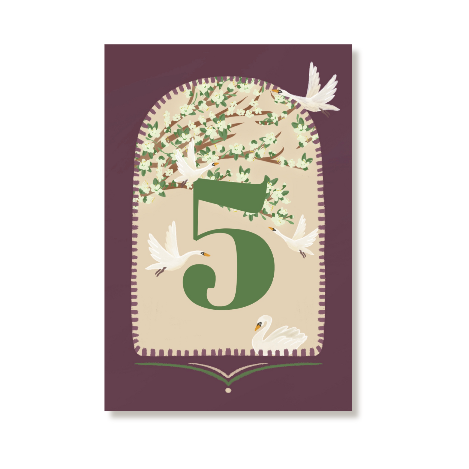 Illustrated kids birthday card 5 years