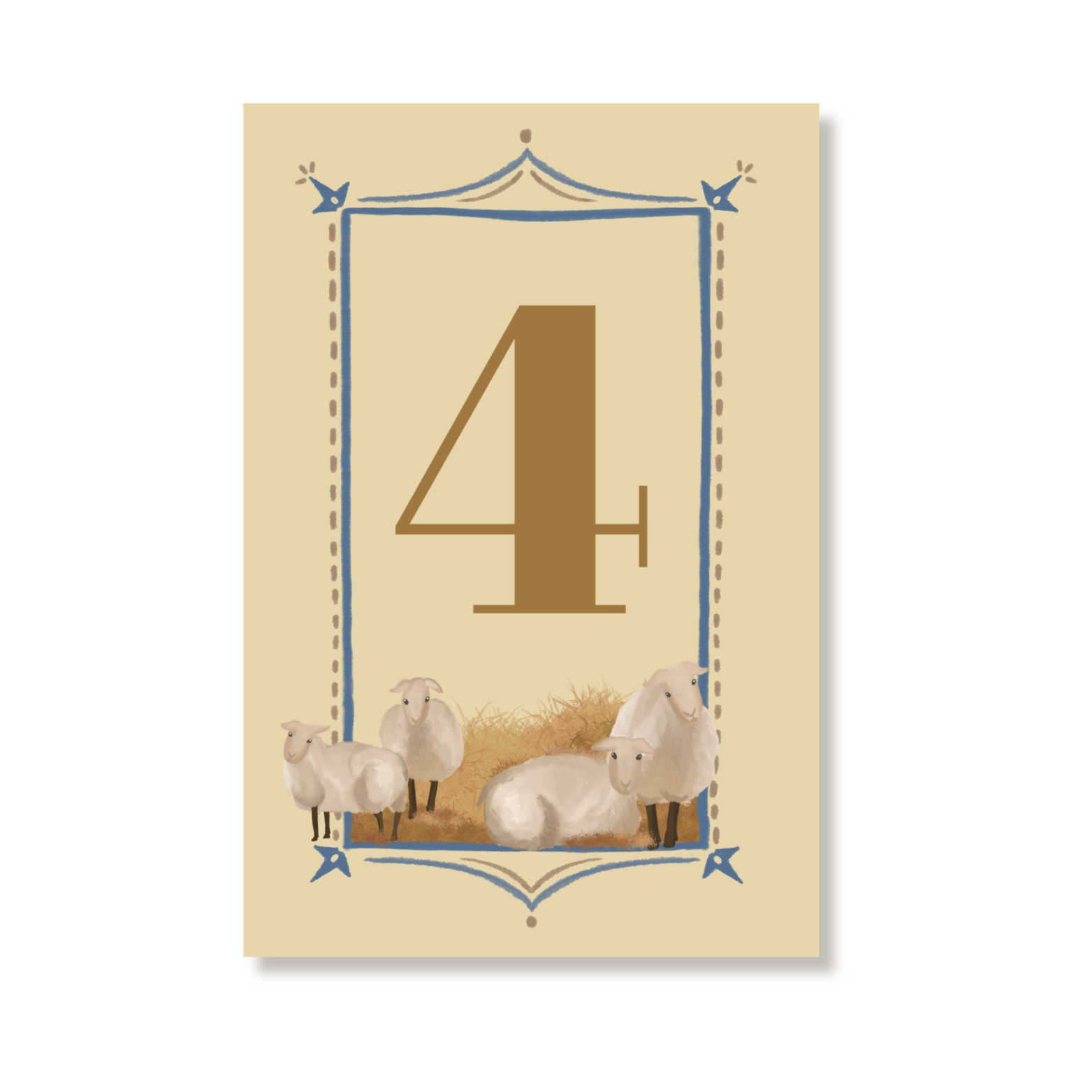 Illustrated kids birthday card 4 years