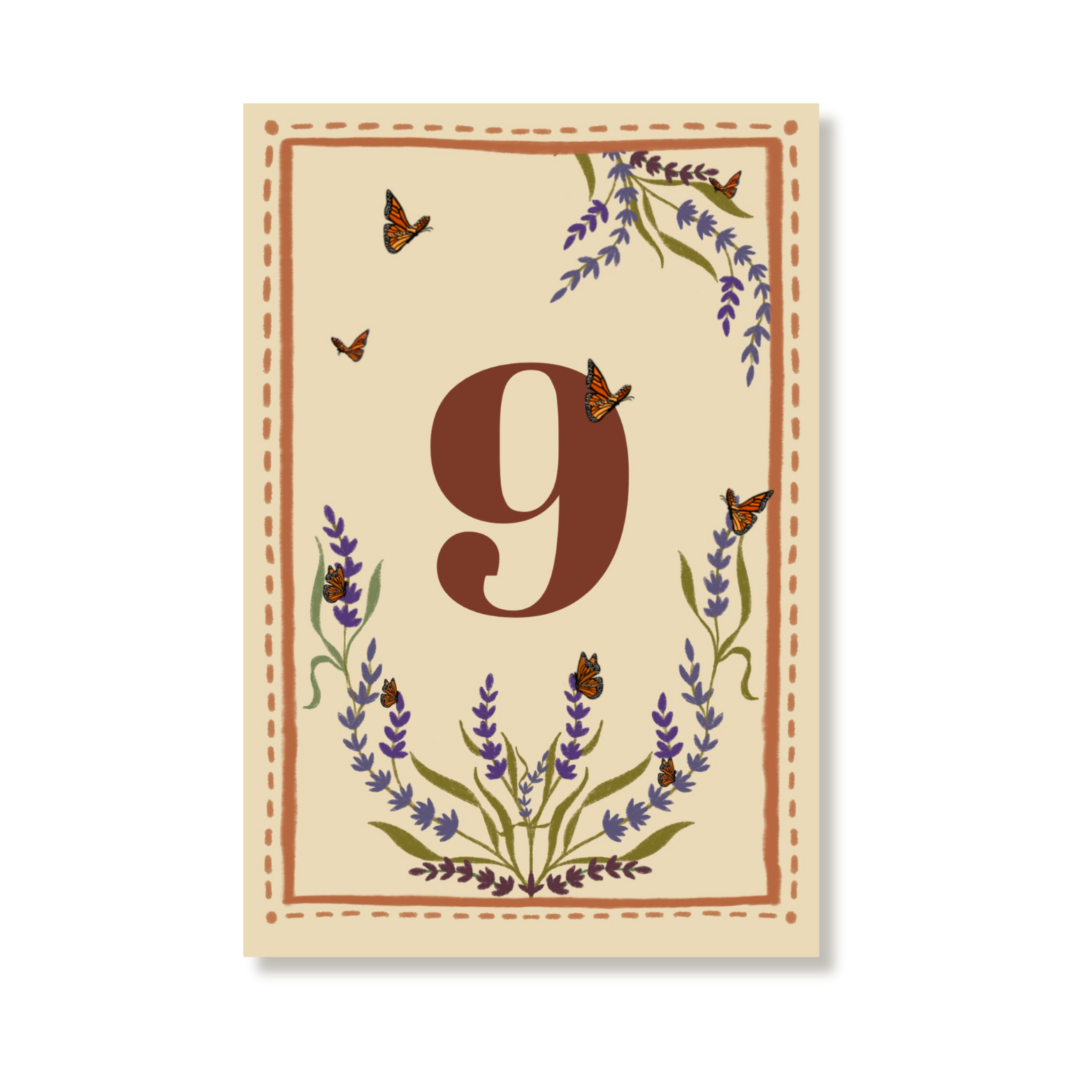 Illustrated kids birthday card 9 years