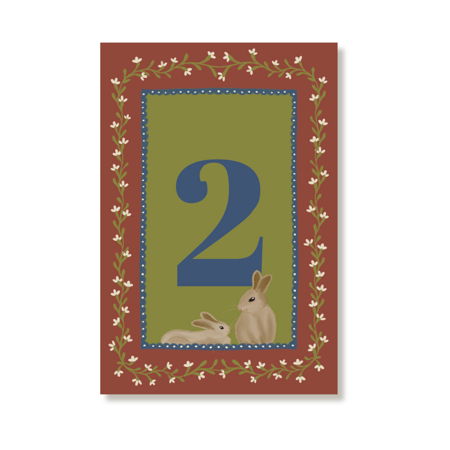 Illustrated kids birthday card 2 years