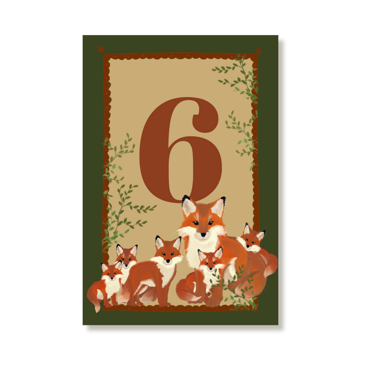 Illustrated kids birthday card 6 years