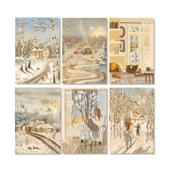 6 Single Postcards set - Whispers of Winter - The Winter Set