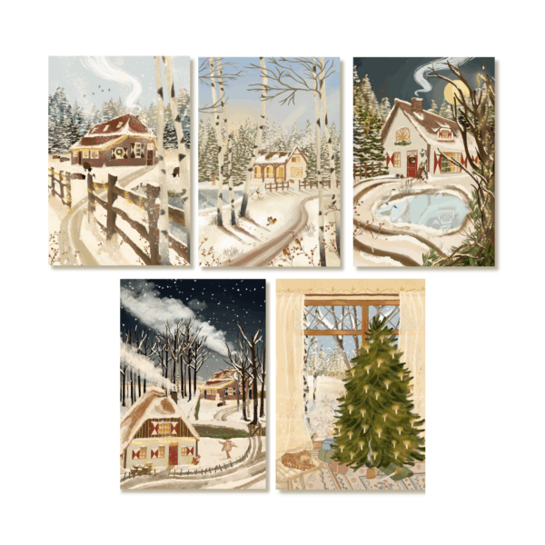 Set of 5 A6 Christmas Postcards
