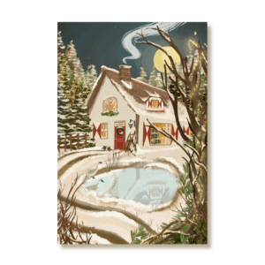 Set of 5 "Christmas Cottage" Postcards
