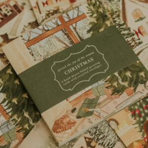 Set of 6 designs Folded Square Christmas Cards + Envelopes